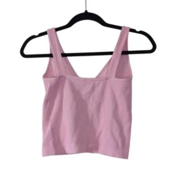 Free People x Intimately pink solid rib brami crop top size L/XL - Picture 4 of 6
